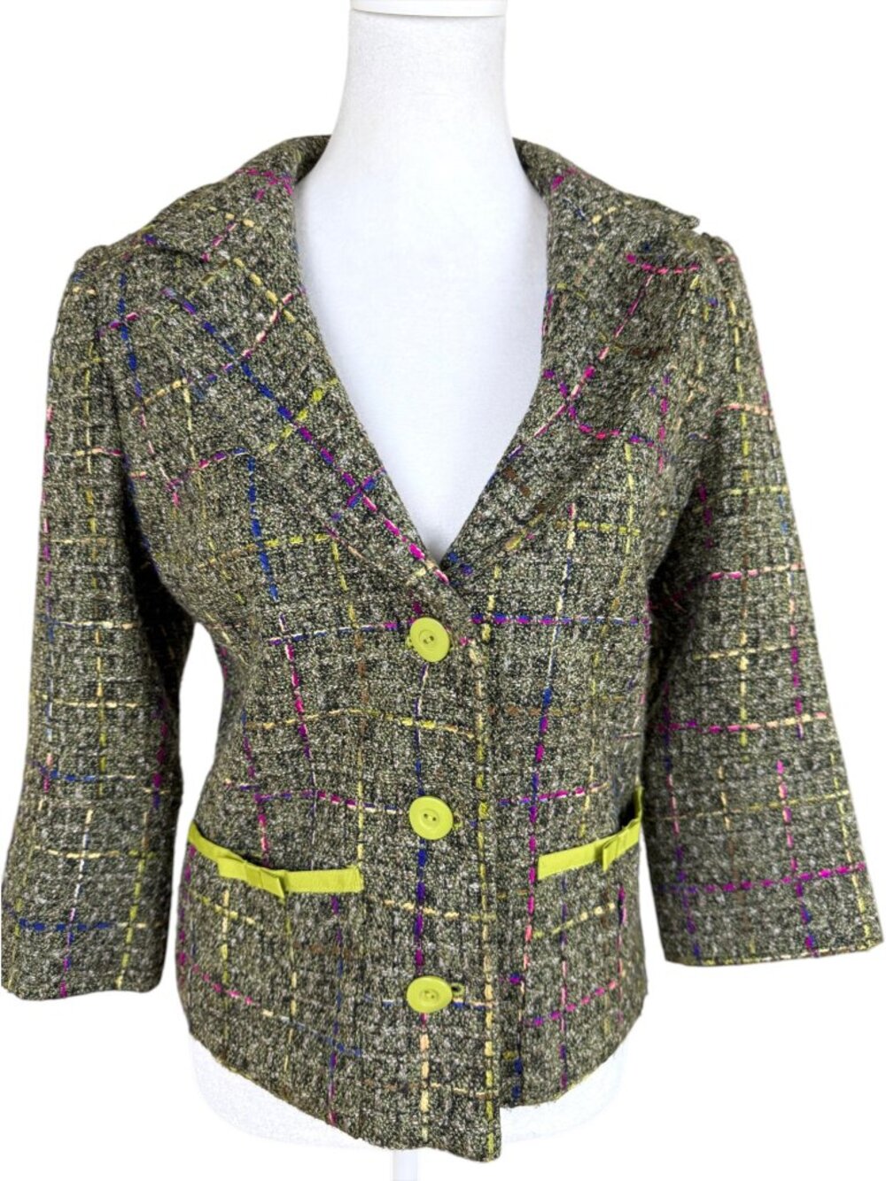 John Paul Richard Tweed Blazer Olive Multi Vintage (8)
